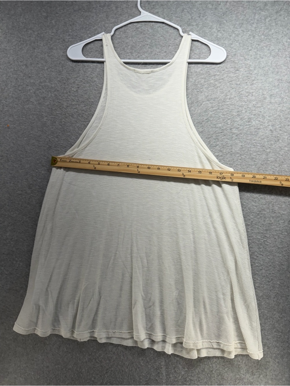 Women’s Cream Ribbed Racerback Swing Tank Top - Picture 6 of 6